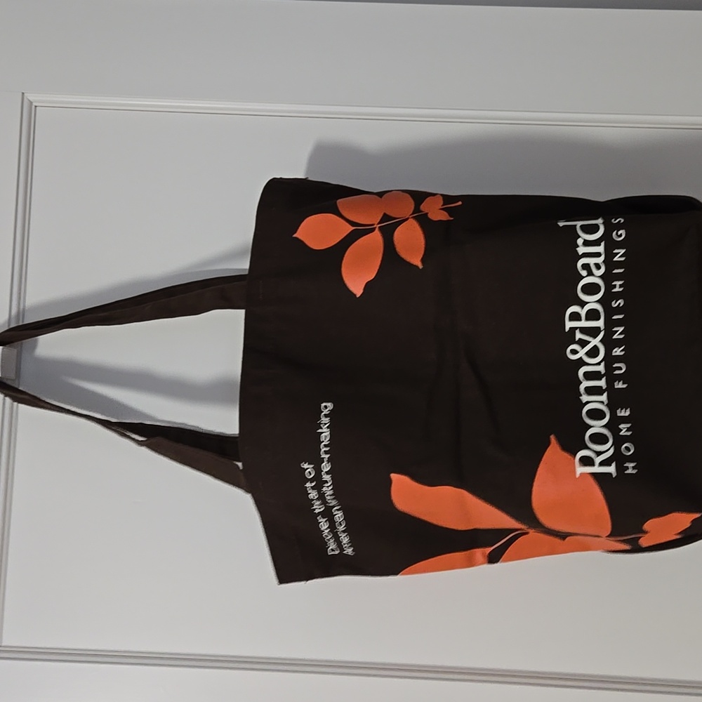 ROOM & BOARD Brown and Orange Canvas Tote Bag